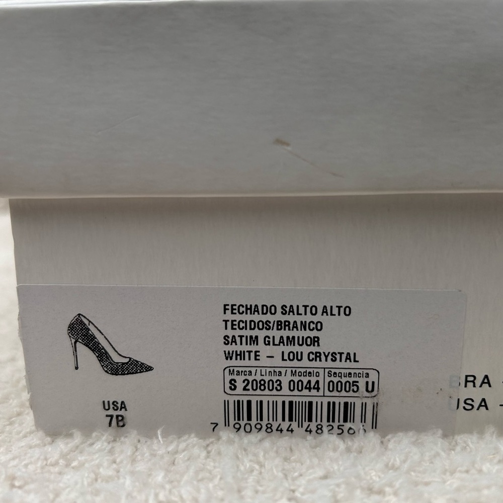 Schutz Heels Womens 7B Lou Crystal White Rhinestones Pointed Toe Bridal Pumps - Picture 8 of 8